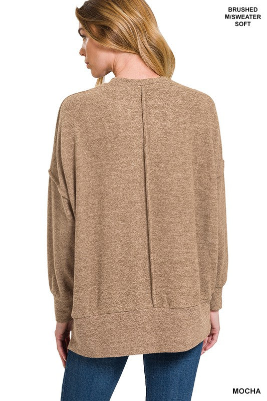 Brushed Melange Drop Shoulder Oversized Sweater