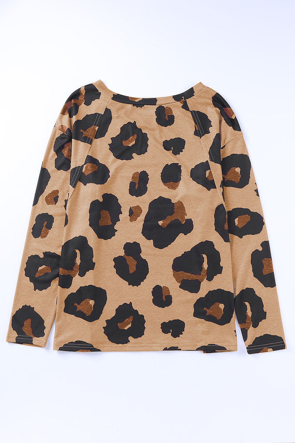 Leopard Print Drop Shoulder Pullover Long Sleeve Top