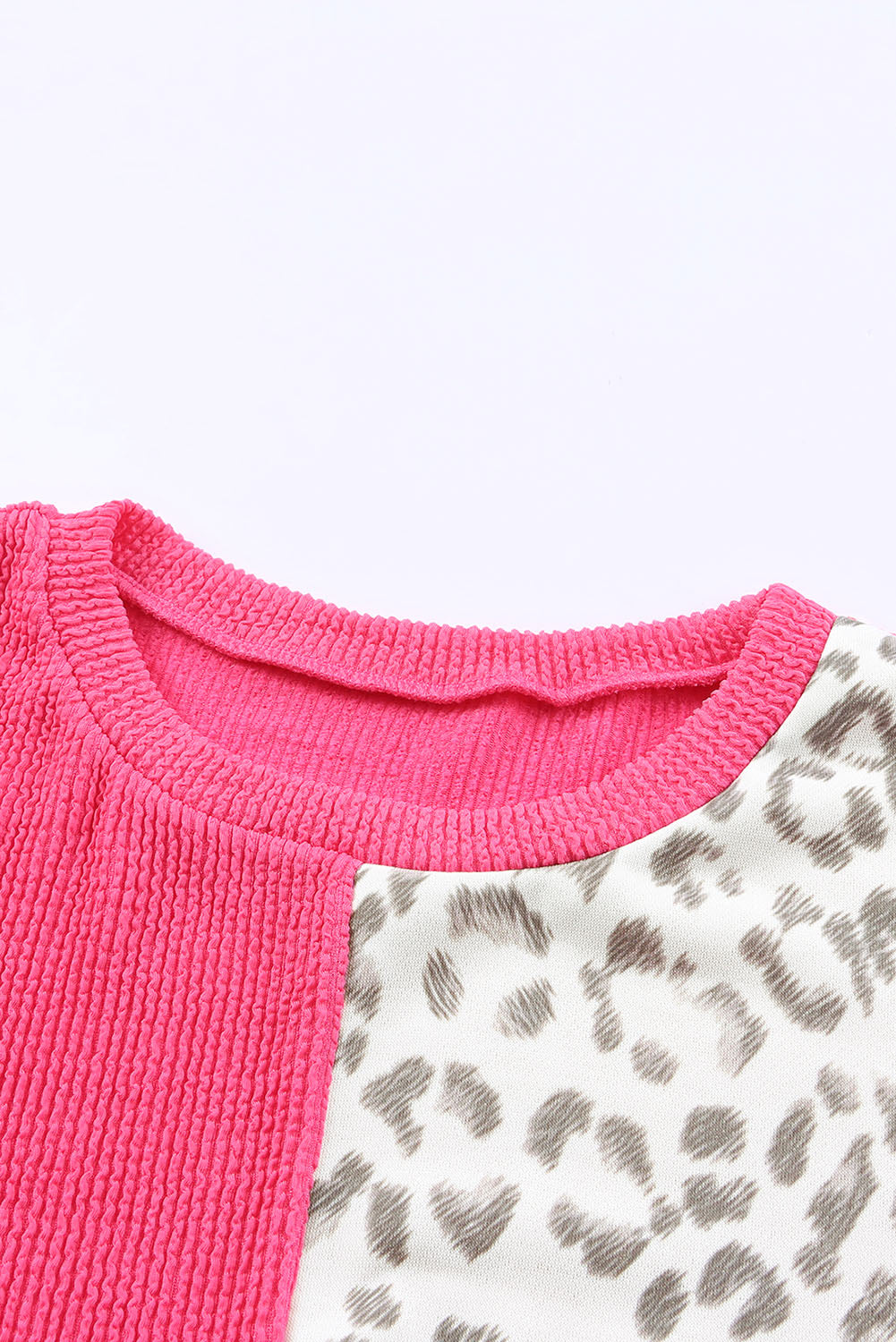 Cheetah Print Color Block Casual Pullover Long Sleeve Top