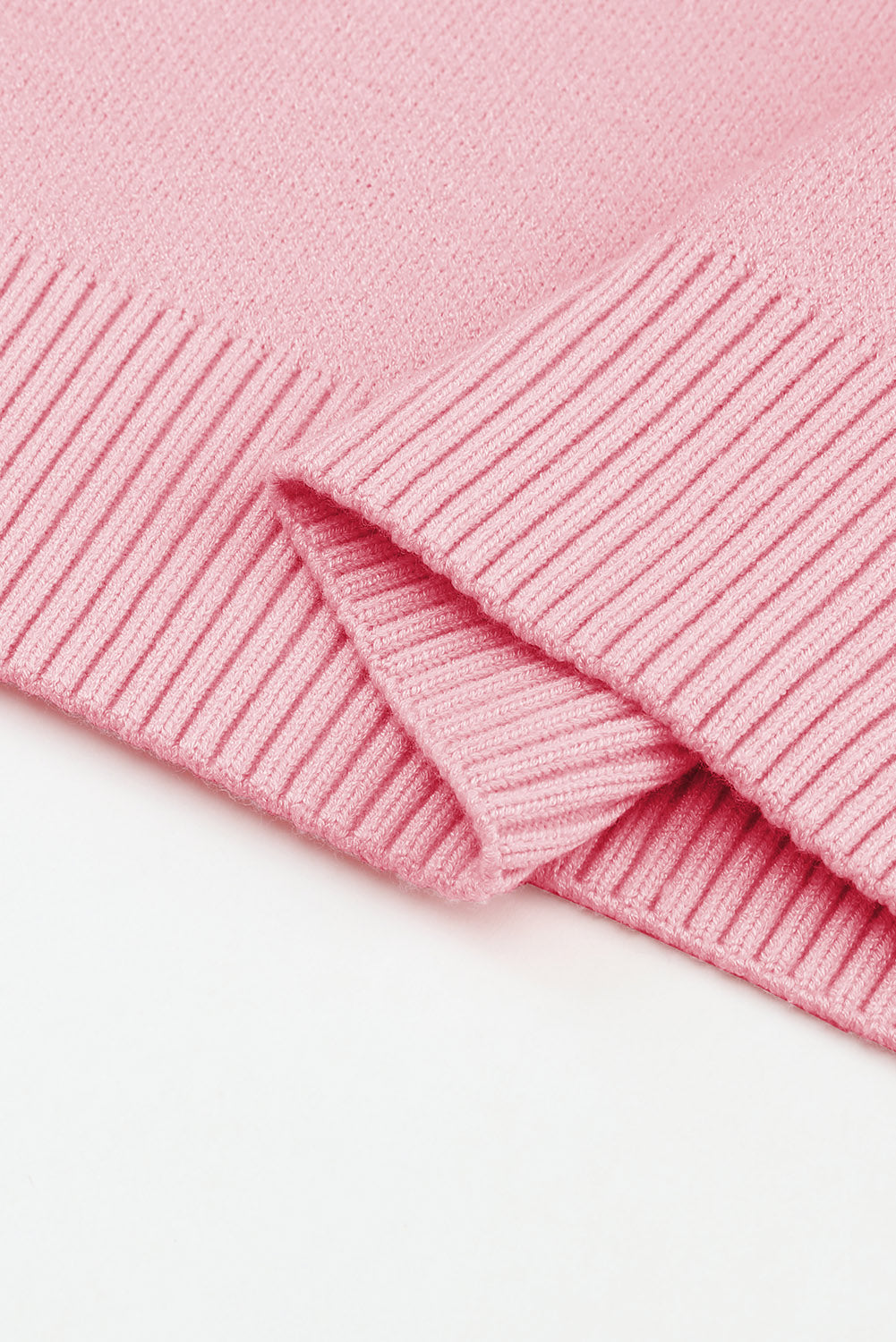 Pink Floral Pattern Drop Shoulder Pullover Knit Sweater