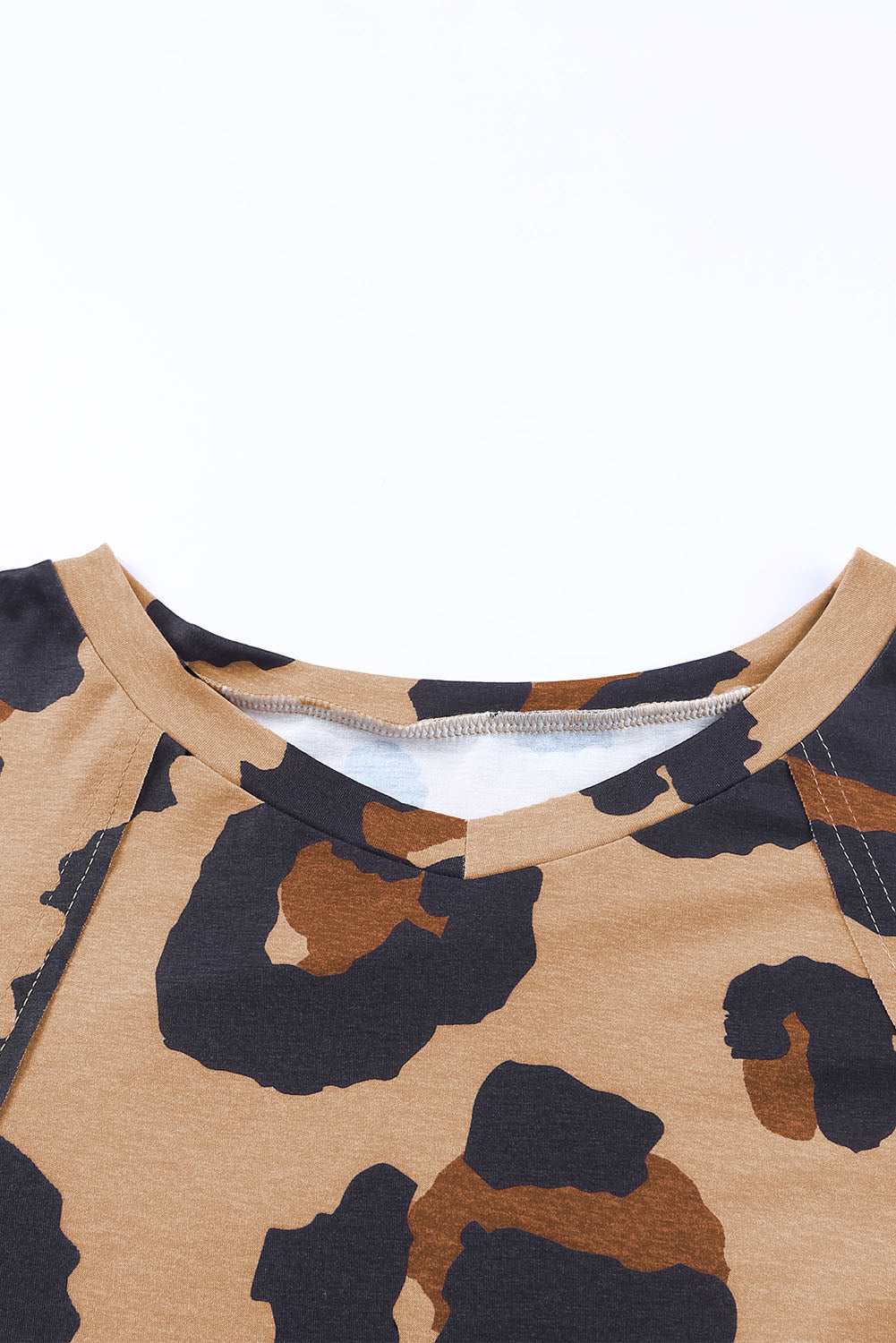 Leopard Print Drop Shoulder Pullover Long Sleeve Top